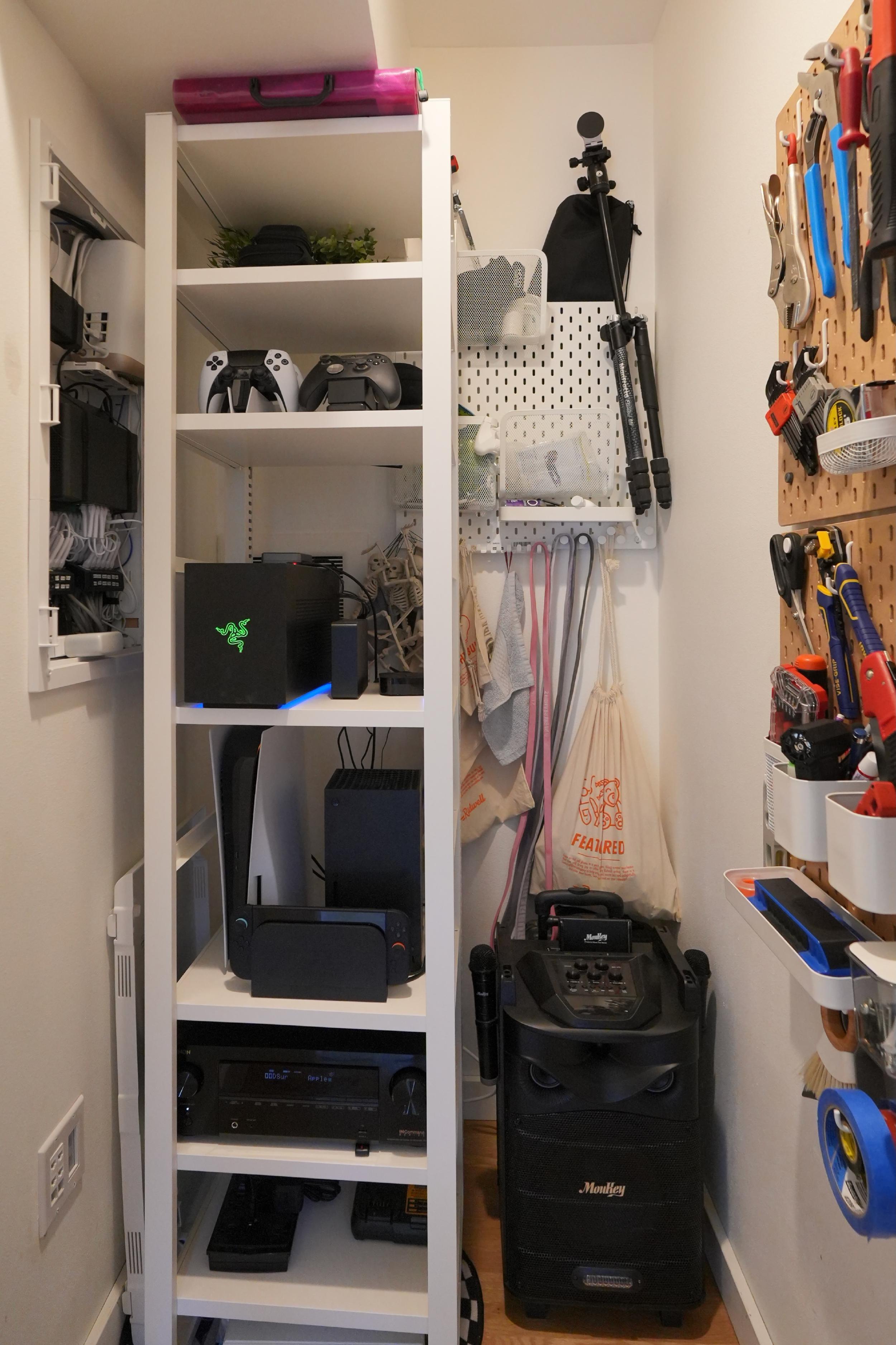 My media closet where all the consoles are